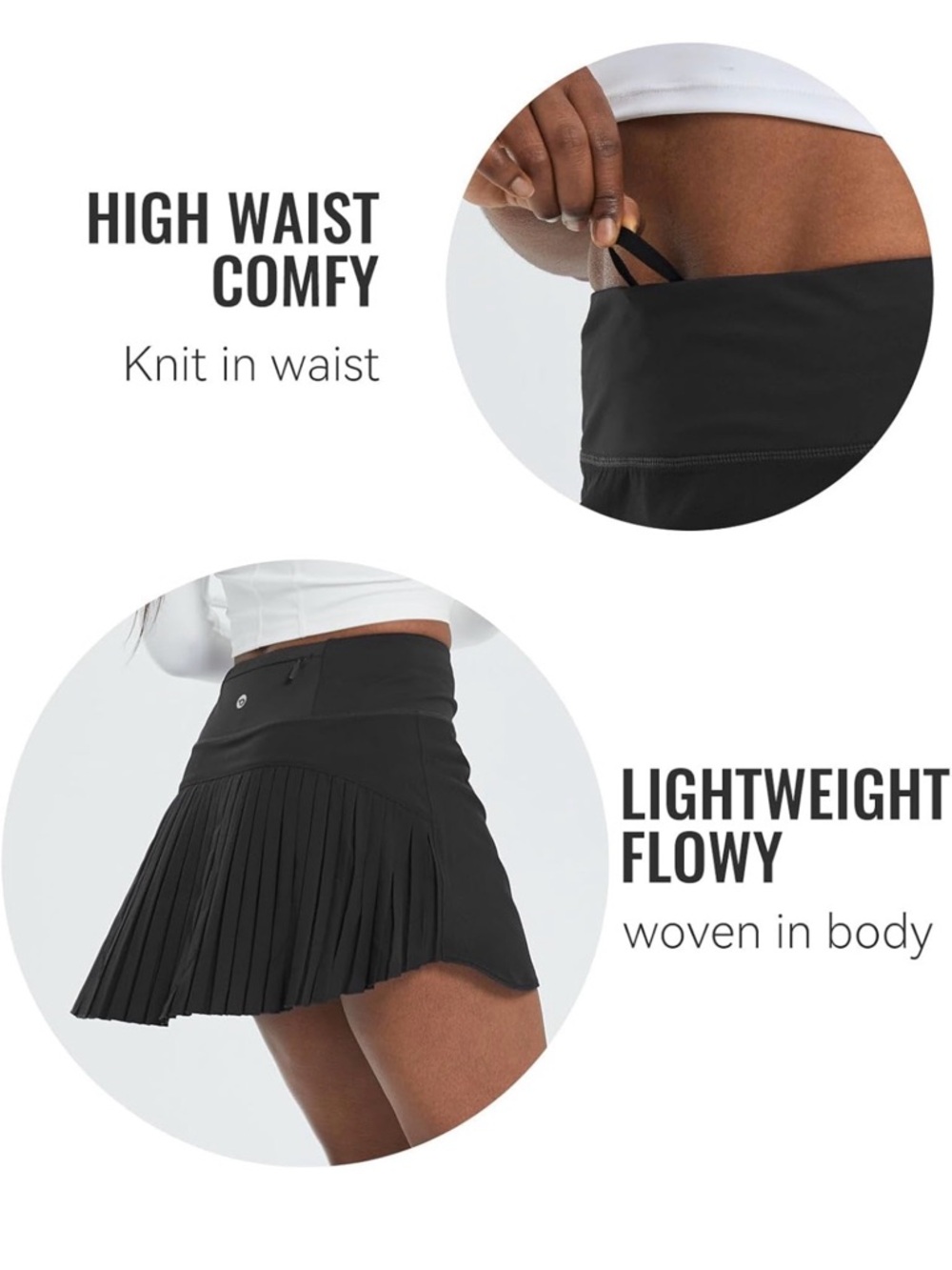 BALEAF — Women's Pleated Tennis / Golf Skirt — BLACK — SIZE MEDIUM - Picture 3 of 9